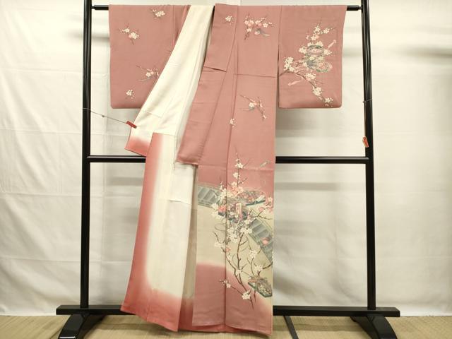 平和屋着物■訪問着 貝桶花文 文箱 枝梅 暈し染め 正絹 逸品 DABG7651ya