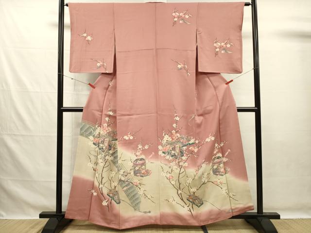 平和屋着物■訪問着 貝桶花文 文箱 枝梅 暈し染め 正絹 逸品 DABG7651ya
