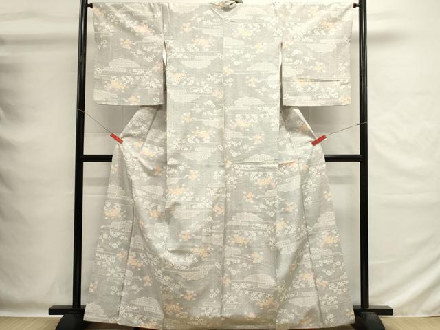 平和屋着物■上質な紬 エ霞花文 正絹 逸品 DABG6797cd