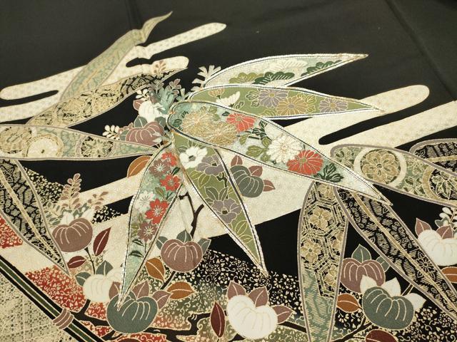 平和屋着物■豪華黒留袖 駒刺繍 笹文 暈し染め 金銀彩 正絹 逸品 DABG6824cd