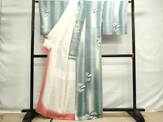 平和屋着物■上質な小紋 草花文 暈し染め 正絹 逸品 DABG6820cd