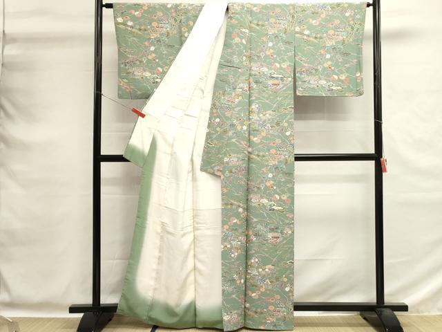 平和屋着物■上質な小紋 風景花文 金彩 正絹 逸品 DABG6804cd