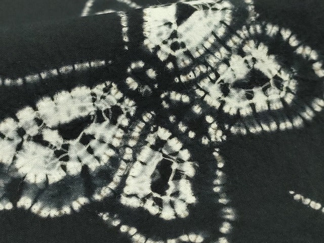 平和屋着物∴極上 夏物 浴衣 有松鳴海絞り 舞蝶文 黒地 綿 逸品 DZAB7481kh6