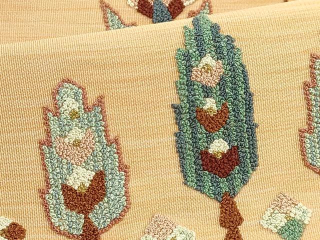 平和屋着物●極上 手織綴れ 山鹿清華 中国三大刺繍 相良刺繍 総刺刺繍 太鼓柄袋帯 船 逸品 DZAB7474kh6