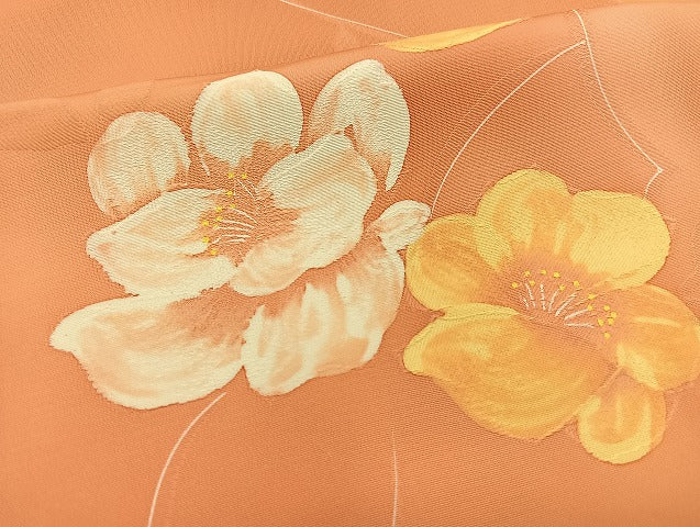 平和屋着物●上質な小紋 地紋起こし 草花文 暈し染め 正絹 逸品 BAAX7132hv