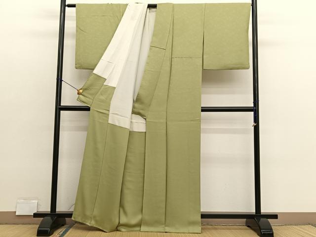 平和屋着物●上質な色無地 作家物 花唐草地紋 木蘭色 正絹 逸品 BAAX2856hv