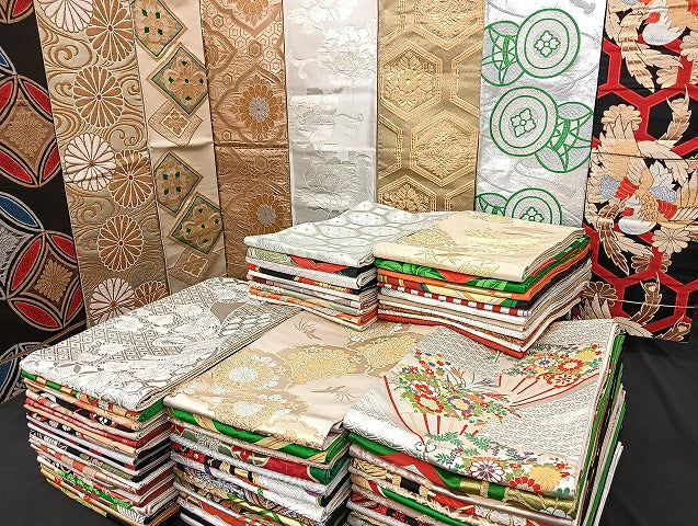 平和屋着物■袋帯 西陣 まとめて100点 鳳凰 向かい鶴 鳥 蝶 更紗 花柄 楽器 七宝 正倉院 金銀糸 着用可能多数 未使用品有 全て正絹 mmm1158