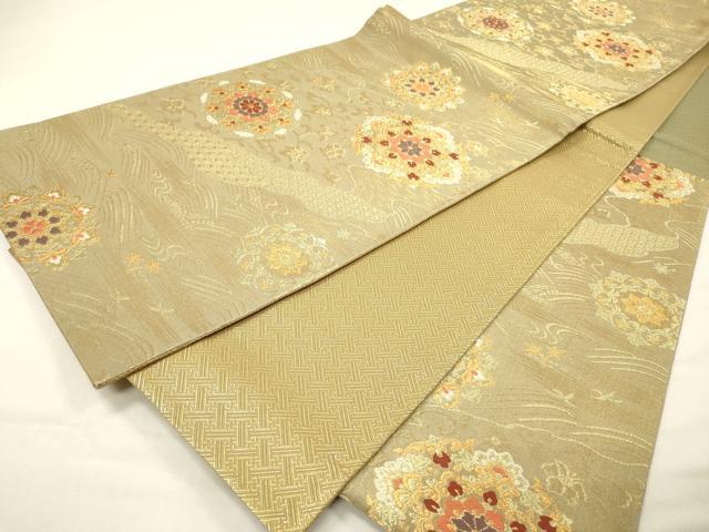 平和屋着物▼佐賀錦 六通柄袋帯 正倉院花文 金糸 正絹 逸品 DABG5245fe