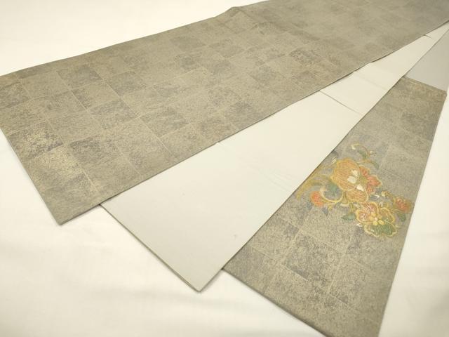 平和屋着物▼中国三大刺繍 スワトウ刺繍 汕頭刺繍 太鼓柄袋帯 更紗花唐草文 金彩 正絹 逸品 DABG5304fe