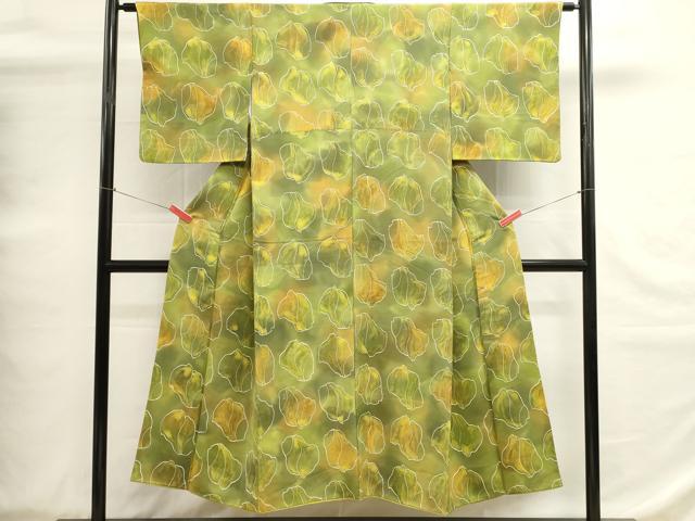 平和屋着物■上質な小紋 手描き 舞葉文 暈し染め 正絹 逸品 DABG6840cd