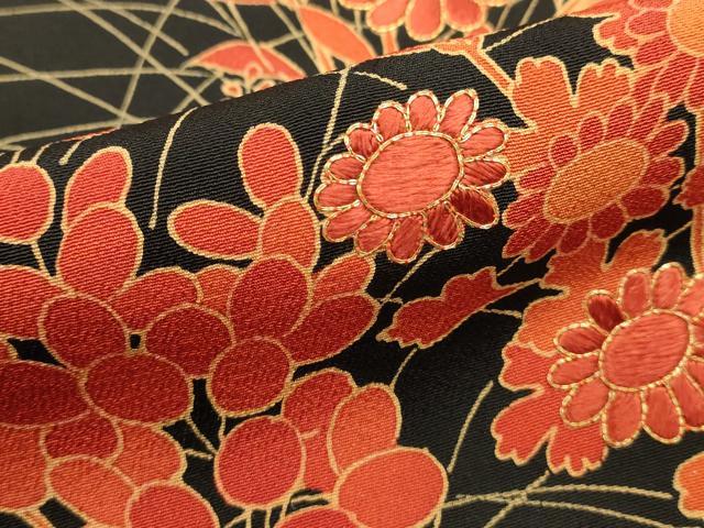 平和屋着物■豪華黒留袖 駒刺繍 草花文 金彩 正絹 逸品 DABG6835cd