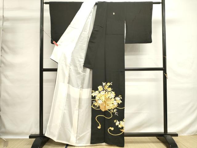平和屋着物■豪華黒留袖 総刺繍 駒刺繍 花籠文 金銀糸 正絹 逸品 DABG6873cd