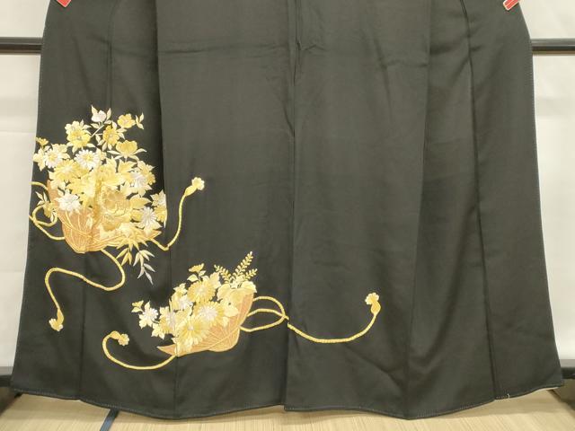 平和屋着物■豪華黒留袖 総刺繍 駒刺繍 花籠文 金銀糸 正絹 逸品 DABG6873cd