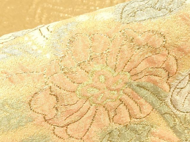 平和屋着物▼六通柄袋帯 ふくれ織 辻が花 金糸 正絹 逸品 DABG0504az