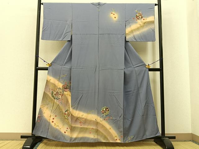 平和屋着物■訪問着 鏡裏花文 暈し染め 金彩 正絹 逸品 BAAX6322hj