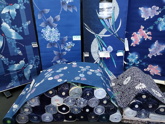 平和屋本店■浴衣反物 まとめて 45点 蝶 花柄 紫陽花 kansai 山本寛斎 ゆめのまち 四季の花木染 みそぎ染 など 全て未使用 ppp3811