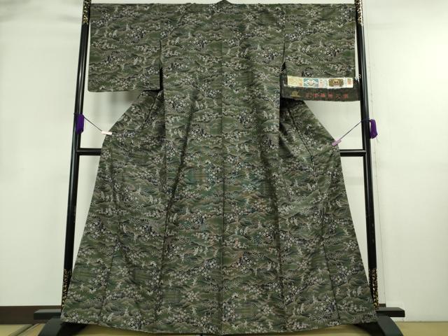 平和屋本店●極上 本場大島紬 9マルキ 古代染色純泥染 鳥獣戯画 興紬工房謹製 証紙付き 逸品 DZAB3269kh6
