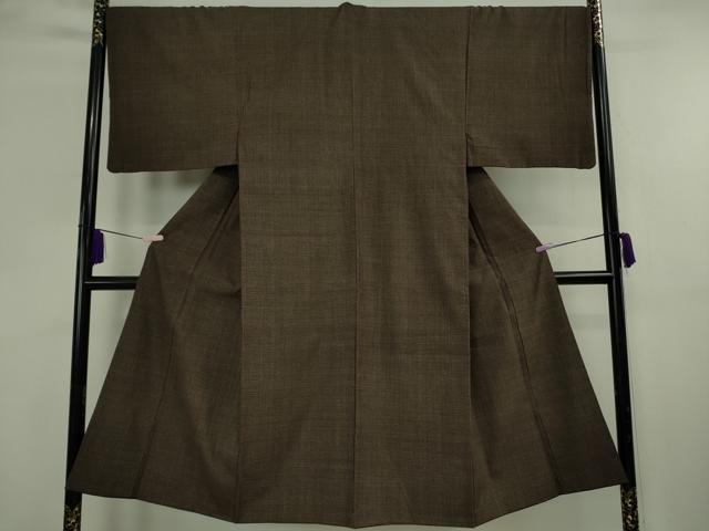 平和屋本店●極上 男性 本場結城紬 重要無形文化財 100亀甲 総詰め 赤墨茶色地 逸品 DZAB1565kh6