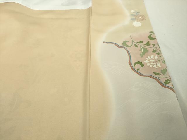 平和屋本店●極上 創業460年・千總 訪問着 駒刺繍 道長正倉院花文 浅黄色地 暈し染め 大丸扱い 逸品 DZAB4004kh6