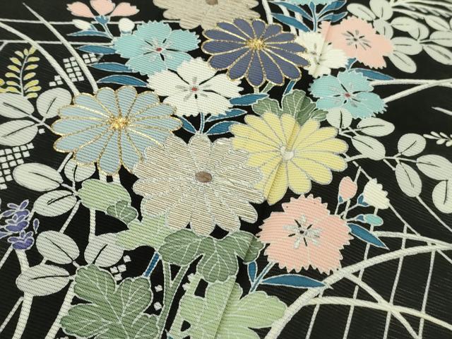平和屋本店*希少 夏物 創業460年・千總 黒留袖 絽 竹垣花文 金糸 ?島屋扱い 逸品 DZAB3459kh6