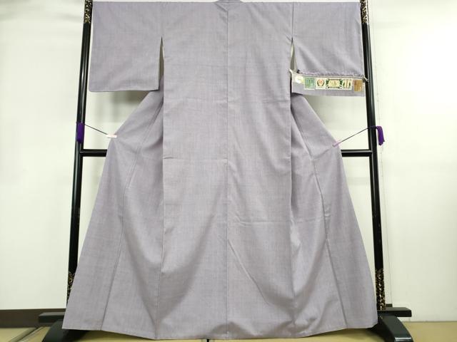 平和屋本店●極上 本場結城紬 重要無形文化財 色無地 藤紫色 証紙付き 逸品 DZAB4079kh6
