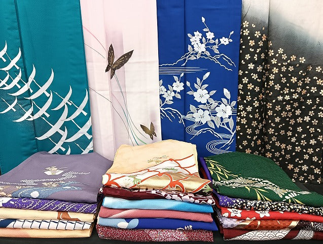 平和屋着物■着物 訪問着 単衣 まとめて 20点 鶴 蝶 花柄 駒刺繍 金彩 洗える着物 和服 ハンドメイド リメイク 生地 未使用品あり mmm1172
