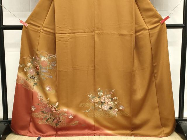 平和屋着物■訪問着 エ霞花蝶文 暈し染め 金彩 正絹 逸品 DABG6890cd