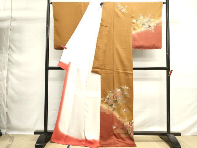 平和屋着物■訪問着 エ霞花蝶文 暈し染め 金彩 正絹 逸品 DABG6890cd