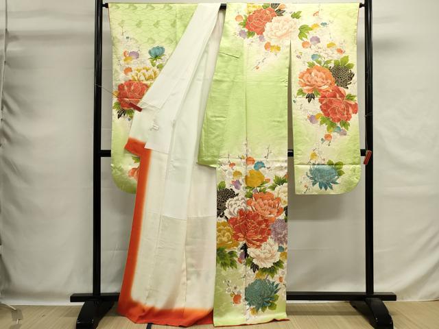 平和屋着物■豪華振袖 駒刺繍 亀甲花文 牡丹 暈し染め 金彩 正絹 逸品 DABG6908cd
