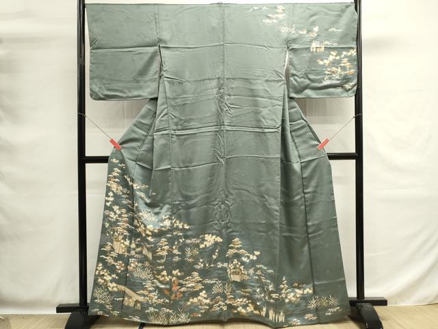 平和屋着物■訪問着 駒刺繍 流水花文 金彩 正絹 逸品 DABG6918cd