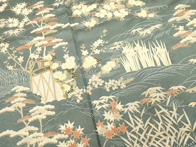 平和屋着物■訪問着 駒刺繍 流水花文 金彩 正絹 逸品 DABG6918cd