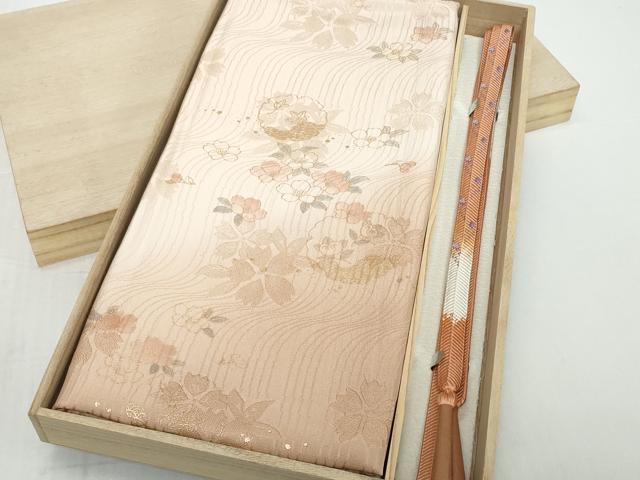 平和屋着物●和装小物 帯締め・帯揚げセット 雪輪花文 金彩 笹浪組 逸品 未使用 DABD8881zzz