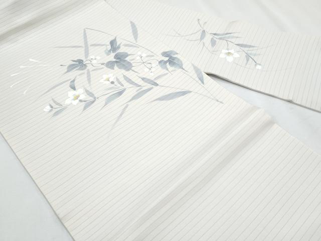 平和屋着物*夏物 塩瀬 九寸名古屋帯 手描き 枝花文 正絹 逸品 CABH8199fb
