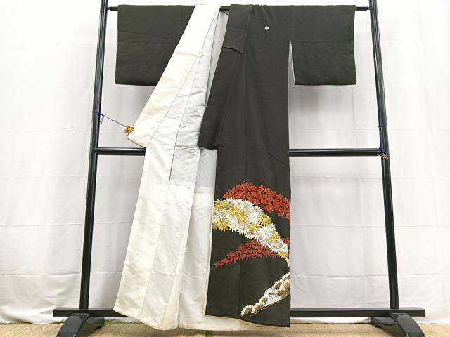平和屋着物■豪華黒留袖 刺繍 松竹梅 金銀糸 正絹 逸品 BAAX3583yc