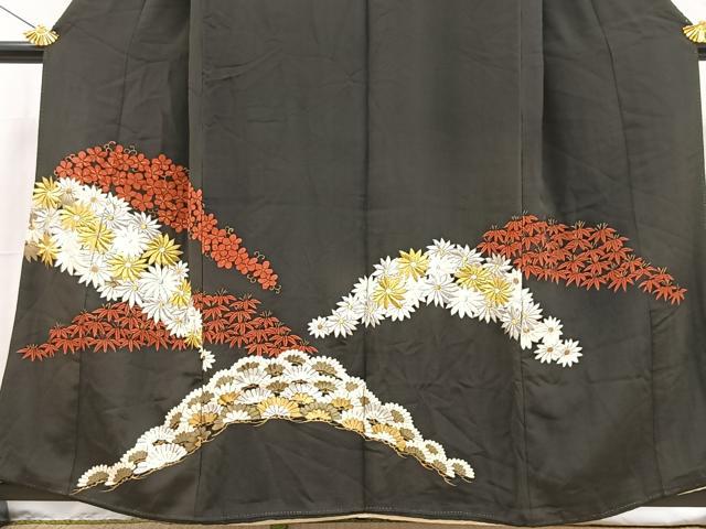 平和屋着物■豪華黒留袖 刺繍 松竹梅 金銀糸 正絹 逸品 BAAX3583yc