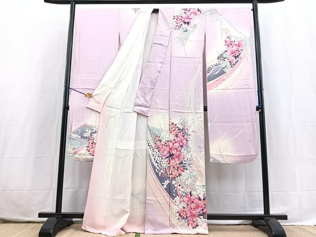 平和屋着物■豪華振袖 草花文 暈し染め 正絹 逸品 BAAX3781yc