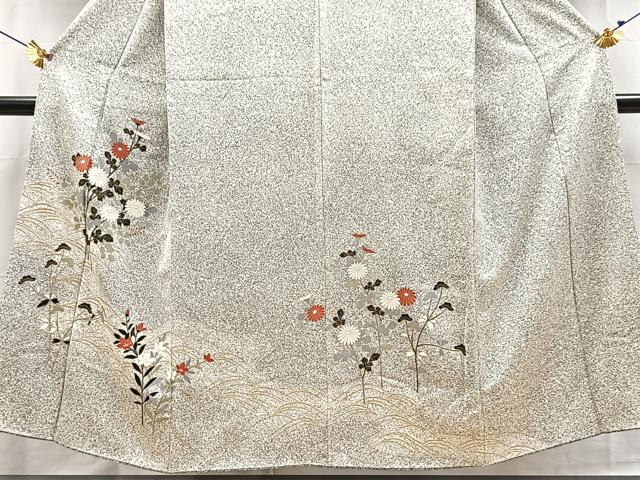 平和屋着物■訪問着 秋草文 たたき染め 金彩 正絹 逸品 BAAX3795yc