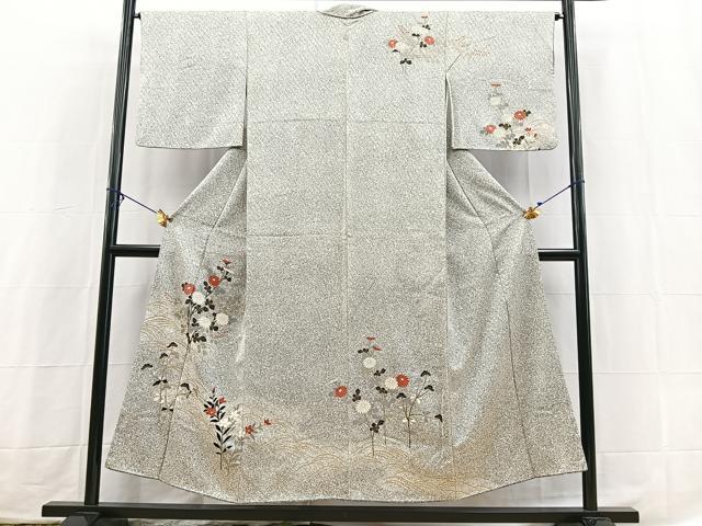 平和屋着物■訪問着 秋草文 たたき染め 金彩 正絹 逸品 BAAX3795yc
