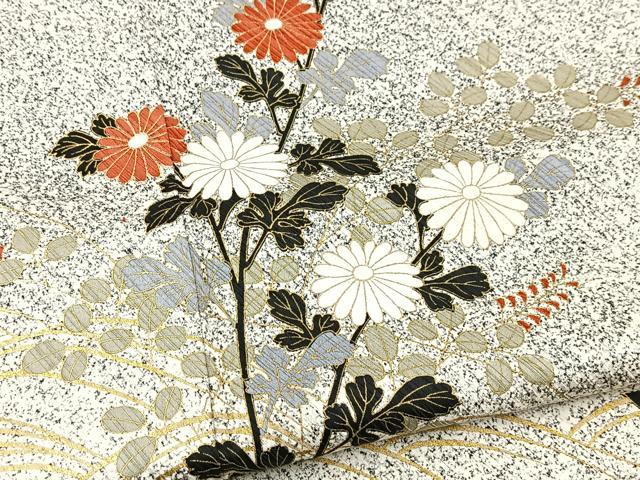 平和屋着物■訪問着 秋草文 たたき染め 金彩 正絹 逸品 BAAX3795yc