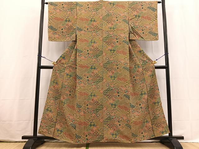 平和屋着物■上質な小紋 熨斗花文 正絹 逸品 BAAX3844yc