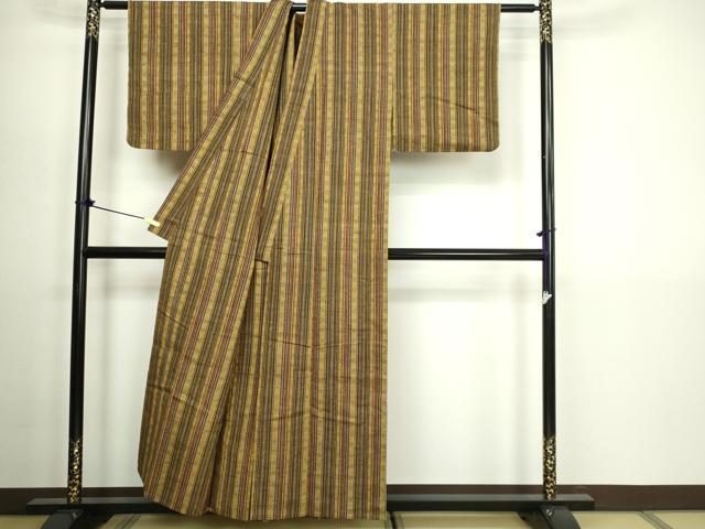 平和屋着物▽上質な紬 単衣 間道 正絹 逸品 DABG9598sf