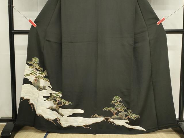 平和屋着物■豪華黒留袖 駒刺繍 浜松文 金彩 正絹 逸品 DABG6929cd