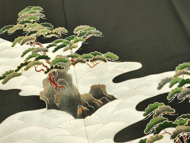 平和屋着物■豪華黒留袖 駒刺繍 浜松文 金彩 正絹 逸品 DABG6929cd