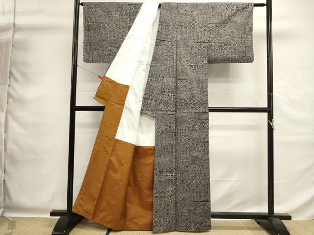 平和屋着物■上質な紬 雲重ね吉祥花文 正絹 逸品 DABG6962cd