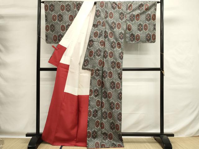 平和屋着物■上質な紬 亀甲花文 正絹 逸品 DABG6964cd