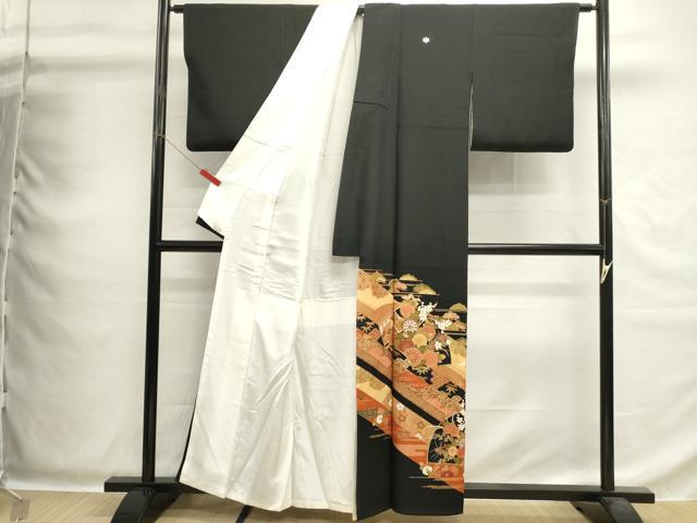 平和屋着物■豪華黒留袖 地紙花文 金彩 正絹 逸品 DABG6932cd