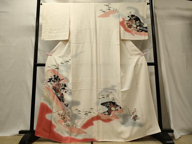 平和屋着物■訪問着 几帳草花文 暈し染め 金彩 正絹 逸品 未使用 CABI1612oy