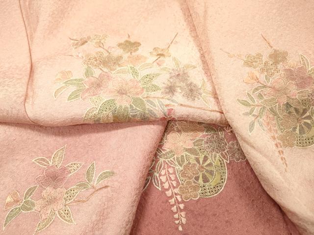 平和屋着物▼中国三大刺繍 スワトウ刺繍 汕頭刺繍 総刺繍 訪問着 花車 暈し染 正絹 逸品 DABG5318fe