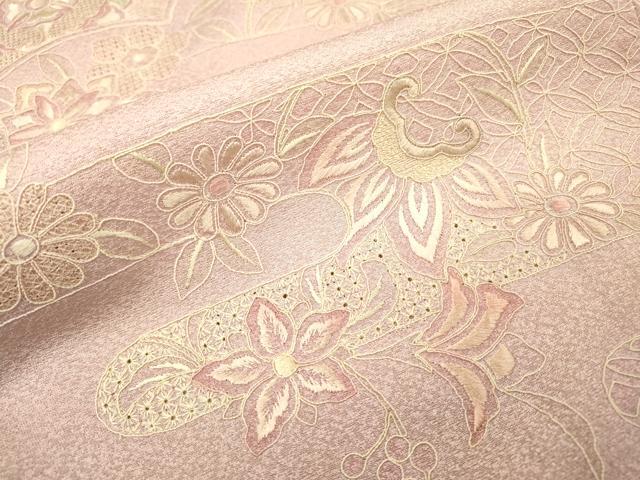 平和屋着物▼中国三大刺繍 スワトウ刺繍 汕頭刺繍 総刺繍 訪問着 吉祥霞地紙花文 暈し染 正絹 逸品 DABG5314fe