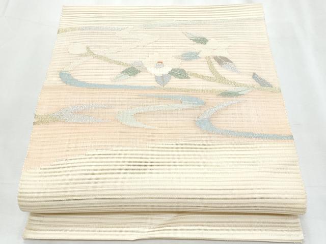 平和屋着物*夏物 八寸名古屋帯 絽綴れ 流水枝椿 金銀糸 正絹 逸品 CABH8347fb